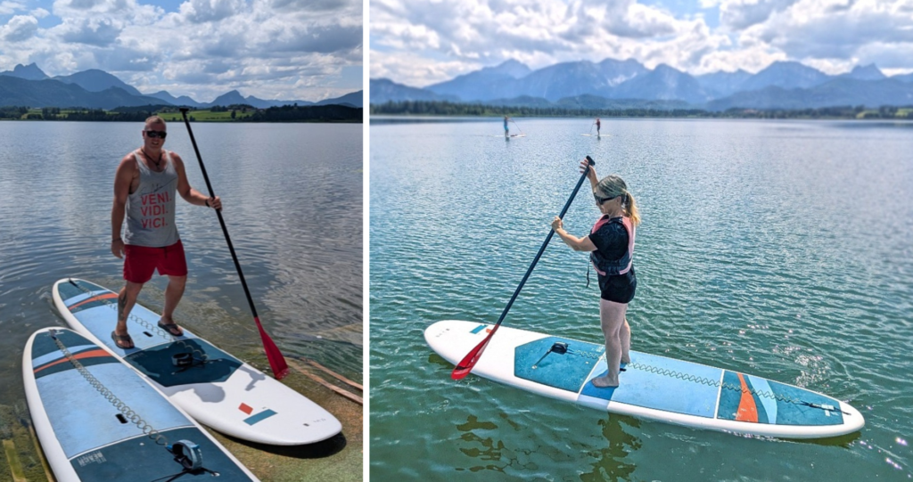 Marina Hopfensee in Hopfen am See - Stand-Up-Paddeling mit Bergpanorama