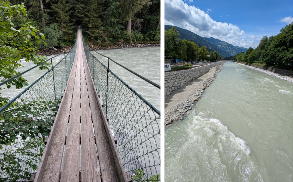 Mit dem Rad oder zu Fuß über die Hängebrücke