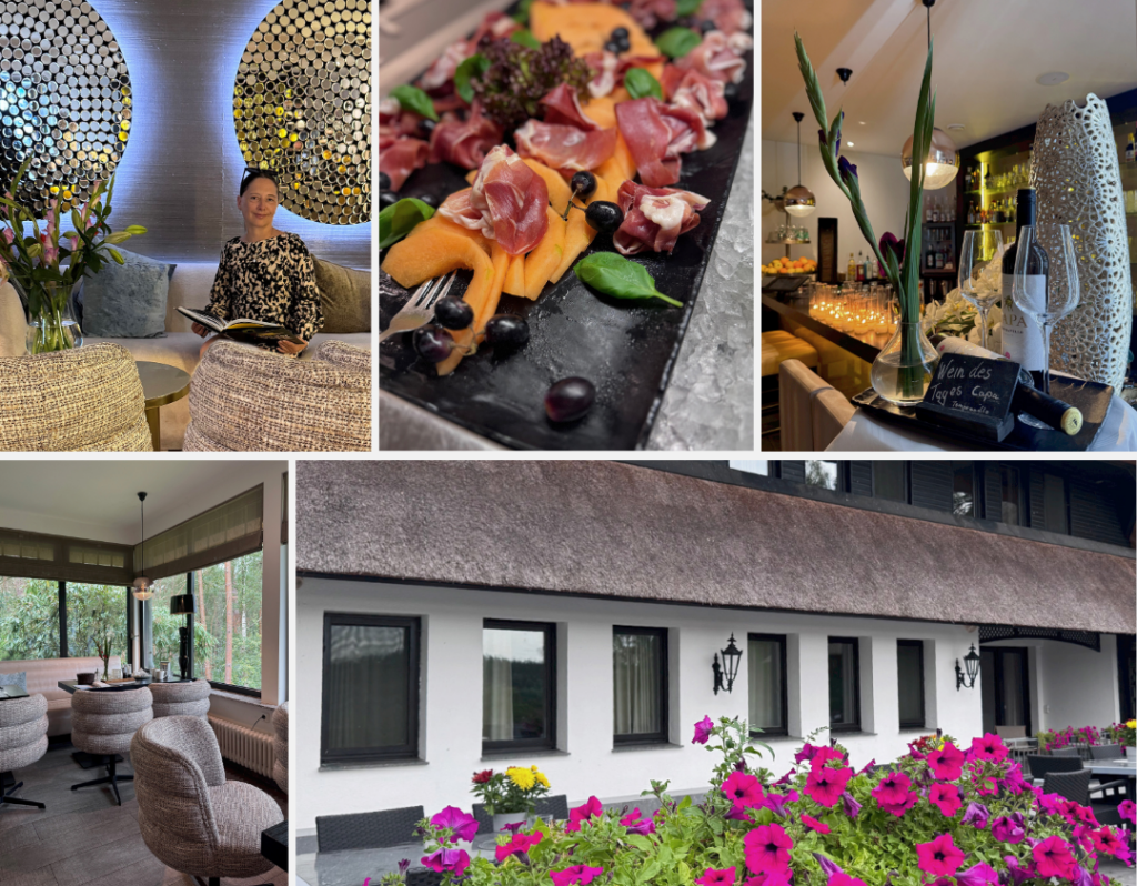 Fotos (spreeblogger): Das reetgedeckte Haupthaus bildet den Mittelpunkt des Van der Valk Naturresort Drewitz – hier befinden sich die Rezeption mit Lobby, verschiedene Suiten, das Restaurant THE VIEW und eine große Sonnenterrasse.